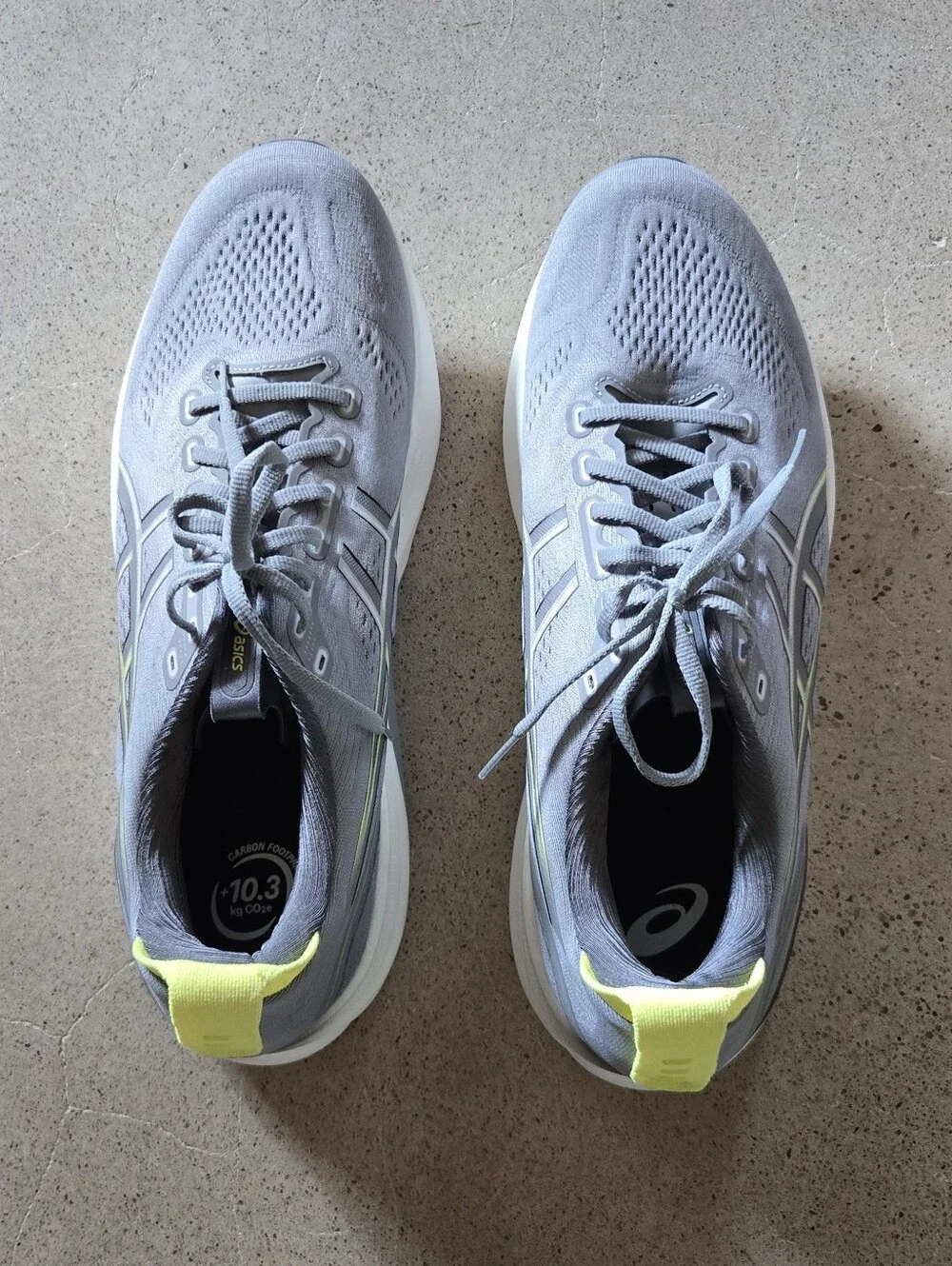 ASICS Men's Gel-Kayano 32 Gray Running Shoes with Neon Yellow Accents-Brand New